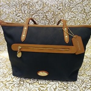 Navy colored Coach tote